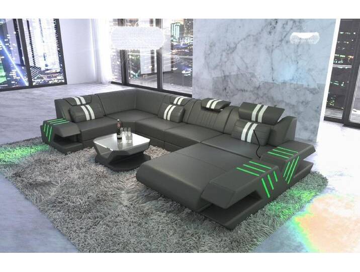 Sofa Dreams Wohnlandschaft Ledercouch Sofa Leder Venedig U Form Ledersofa, Couch, mit LED, Designersofa, grau, Ohne Bettfunktion-RGB-LED-Beleuchtung Sofa Dreams Wohnlandschaft Ledercouch Sofa Leder Venedig U Form Ledersofa, Couch, mit LED, Designersofa, grau, Ohne Bettfunktion-RGB-LED-Beleuchtung von sofa-dreams