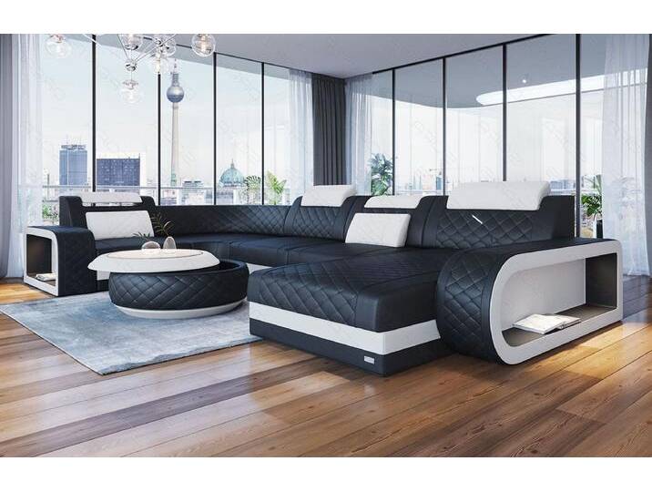 Sofa Dreams Wohnlandschaft Ledersofa Berlin Mini mit LED und USB, Designersofa, verschied. Lederarten und Farben, schwarz, Schwarz-Weiss Sofa Dreams Wohnlandschaft Ledersofa Berlin Mini mit LED und USB, Designersofa, verschied. Lederarten und Farben, schwarz, Schwarz-Weiss von sofa-dreams