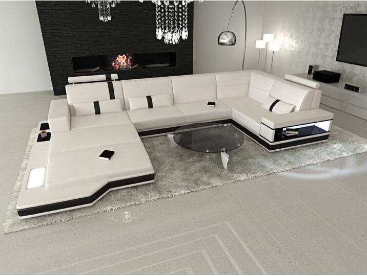Sofa Dreams Wohnlandschaft Ledersofa Ledercouch Messana U Form Leder Sofa, Couch, mit LED, Designersofa, schwarz weiß Sofa Dreams Wohnlandschaft Ledersofa Ledercouch Messana U Form Leder Sofa, Couch, mit LED, Designersofa, schwarz weiß von sofa-dreams