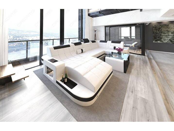 Sofa Dreams Wohnlandschaft Ledersofa Wave Mini U Form, Designersofa, schwarz weiß, Weiss-Schwarz Sofa Dreams Wohnlandschaft Ledersofa Wave Mini U Form, Designersofa, schwarz weiß, Weiss-Schwarz von sofa-dreams