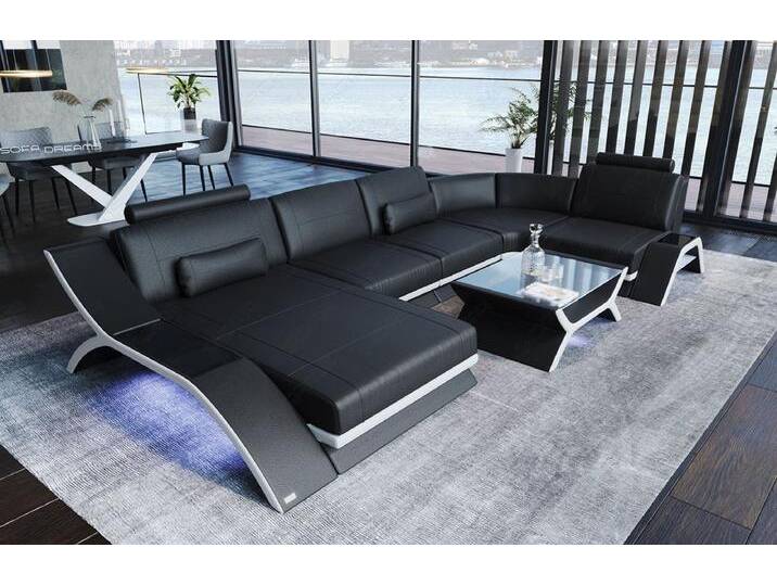 Sofa Dreams Wohnlandschaft Sofa Leder Calabria U Form Ledersofa, Couch, mit LED Beleuchtung, USB Anschluss und Multifunktions-Console, schwarz Sofa Dreams Wohnlandschaft Sofa Leder Calabria U Form Ledersofa, Couch, mit LED Beleuchtung, USB Anschluss und Multifunktions-Console, schwarz von sofa-dreams