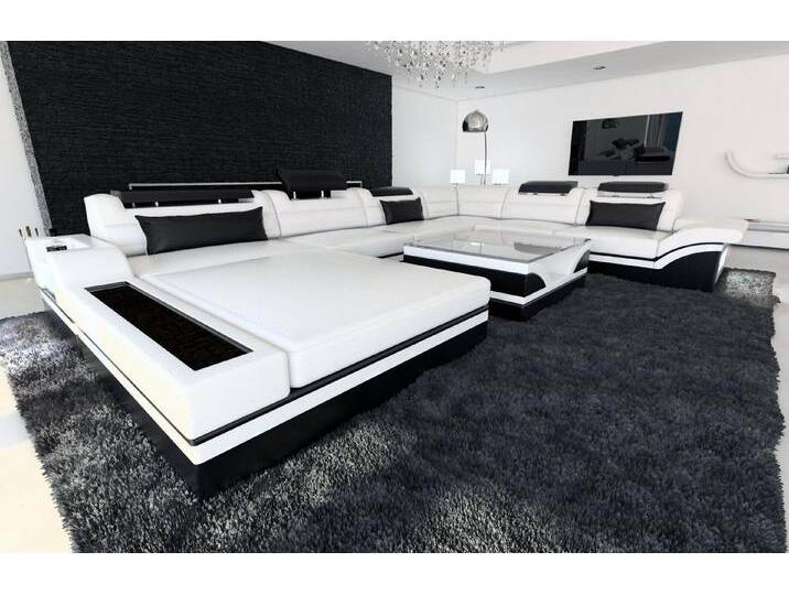 Sofa Dreams Wohnlandschaft Sofa Leder Couch Mezzo XXL U Form Ledersofa, Couch, mit LED, Designersofa, schwarz weiß Sofa Dreams Wohnlandschaft Sofa Leder Couch Mezzo XXL U Form Ledersofa, Couch, mit LED, Designersofa, schwarz weiß von sofa-dreams