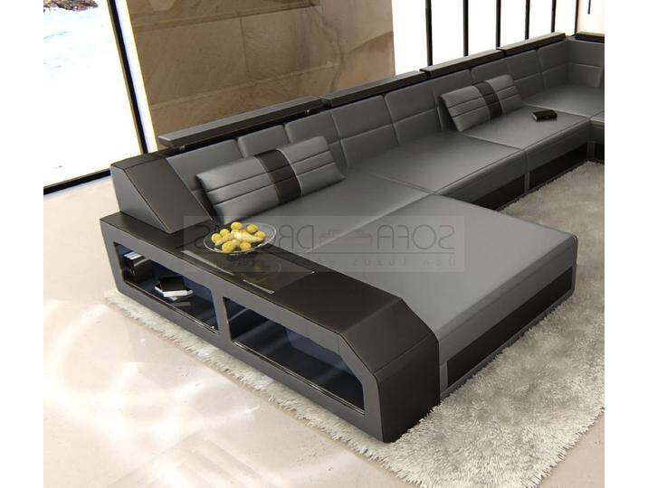Sofa Dreams Wohnlandschaft Sofa Leder Ledercouch Arezzo U Form Ledersofa, grau schwarz, Ohne Bettfunktion-RGB-LED-Beleuchtung, grau-schwarz Sofa Dreams Wohnlandschaft Sofa Leder Ledercouch Arezzo U Form Ledersofa, grau schwarz, Ohne Bettfunktion-RGB-LED-Beleuchtung, grau-schwarz von sofa-dreams