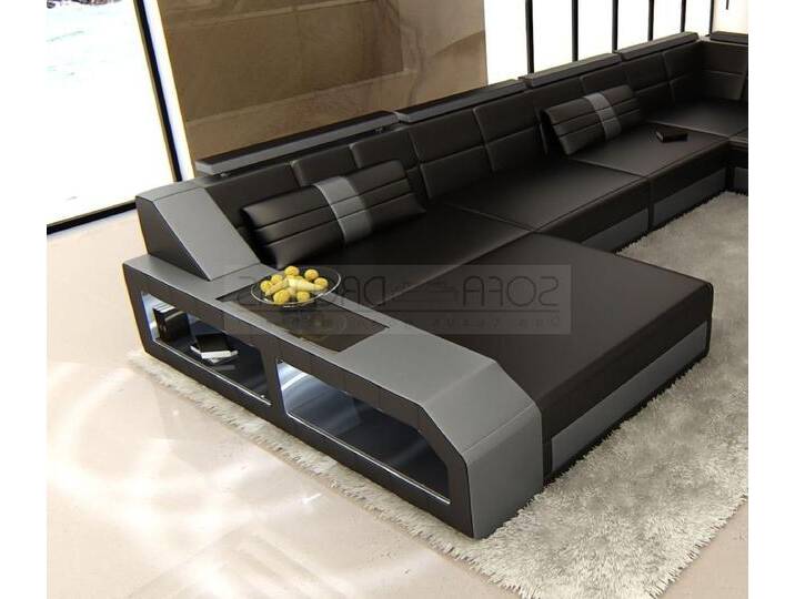 Sofa Dreams Wohnlandschaft Sofa Leder Ledercouch Arezzo U Form Ledersofa, grau schwarz, Ohne Bettfunktion-RGB-LED-Beleuchtung, schwarz-grau Sofa Dreams Wohnlandschaft Sofa Leder Ledercouch Arezzo U Form Ledersofa, grau schwarz, Ohne Bettfunktion-RGB-LED-Beleuchtung, schwarz-grau von sofa-dreams