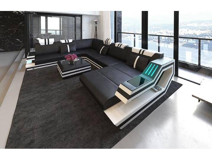 Sofa Dreams Wohnlandschaft Sofa Leder Ledercouch Ravenna XXL U Form Ledersofa, Couch, mit LED, Designersofa, schwarz Sofa Dreams Wohnlandschaft Sofa Leder Ledercouch Ravenna XXL U Form Ledersofa, Couch, mit LED, Designersofa, schwarz von sofa-dreams