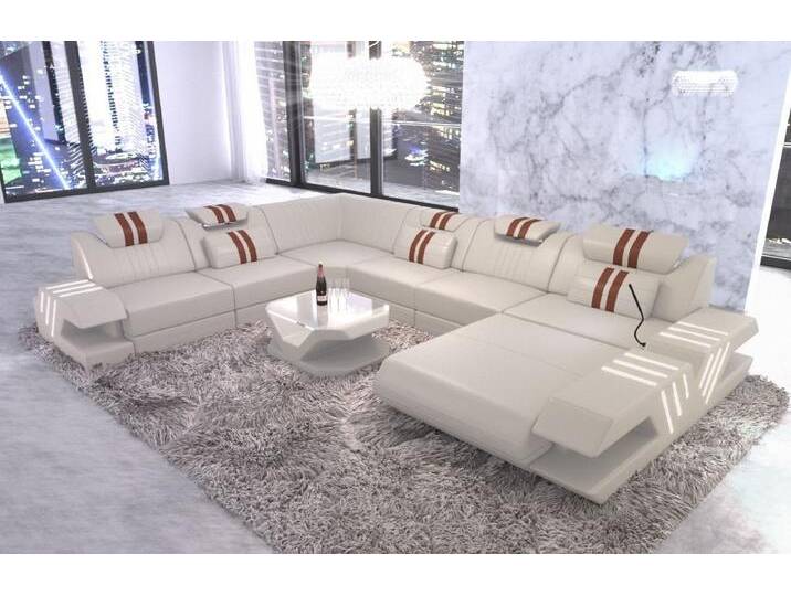 Sofa Dreams Wohnlandschaft Sofa Ledercouch Leder Venedig XXL U Form Ledersofa, Couch, mit LED, Designersofa, beige braun gelb Sofa Dreams Wohnlandschaft Sofa Ledercouch Leder Venedig XXL U Form Ledersofa, Couch, mit LED, Designersofa, beige braun gelb von sofa-dreams