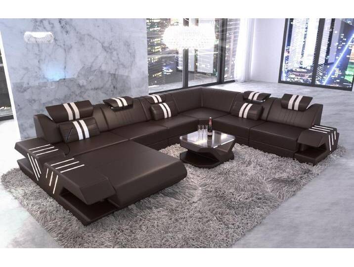Sofa Dreams Wohnlandschaft Sofa Ledercouch Leder Venedig XXL U Form Ledersofa, Couch, mit LED, Designersofa, braun Sofa Dreams Wohnlandschaft Sofa Ledercouch Leder Venedig XXL U Form Ledersofa, Couch, mit LED, Designersofa, braun von sofa-dreams