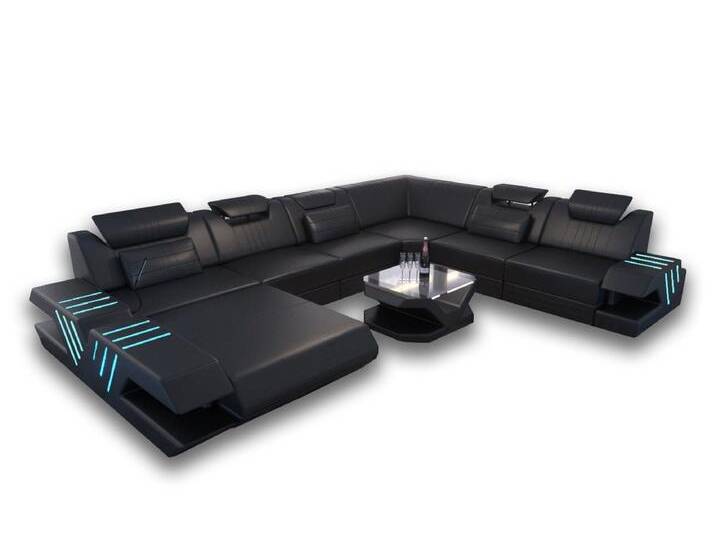 Sofa Dreams Wohnlandschaft Sofa Ledercouch Leder Venedig XXL U Form Ledersofa, Couch, mit LED, Designersofa, schwarz Sofa Dreams Wohnlandschaft Sofa Ledercouch Leder Venedig XXL U Form Ledersofa, Couch, mit LED, Designersofa, schwarz von sofa-dreams