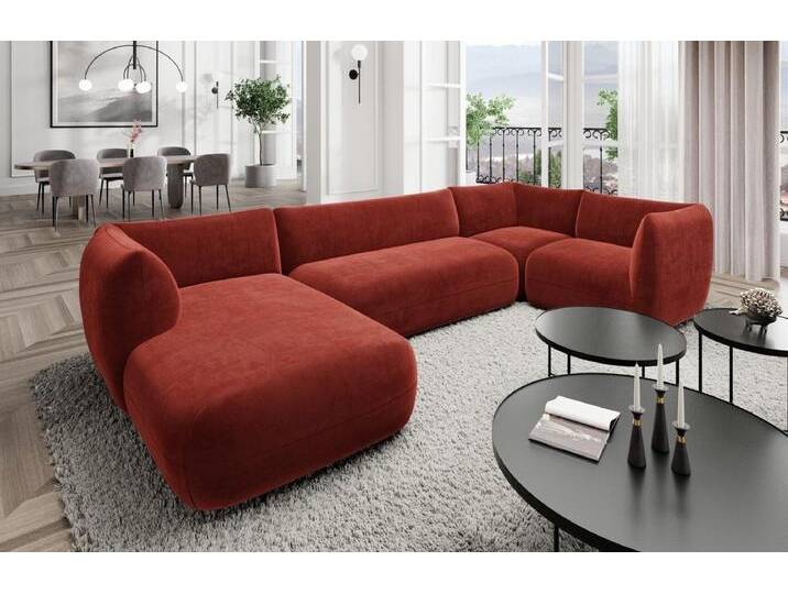 Sofa Dreams Wohnlandschaft Sofa Stoff Polstersofa Stoffcouch Stoffsofa Madrid U Form Couch, Loungesofa, rot, Rot von sofa-dreams