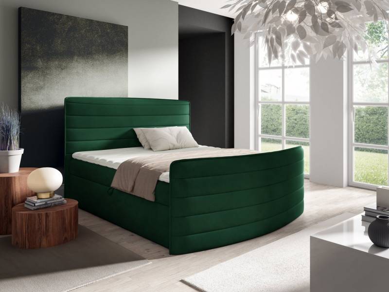 AN-MOEBEL4U Boxspringbett Doppelbett CLEO Velourstoff seitliche Bettkästen Bonellmatratze Topper (pro Set vier Packstücke), 160x200 von AN-MOEBEL4U