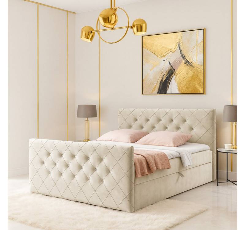 AN-MOEBEL4U Boxbett MALAGA Bett mit Bettkasten, Matratze, Topper & gepolstertem Kopfteil (inkl. Topper & Matratze), Boxspringbett mit Stauraum AN-MOEBEL4U Boxbett MALAGA Bett mit Bettkasten, Matratze, Topper & gepolstertem Kopfteil (inkl. Topper & Matratze), Boxspringbett mit Stauraum von AN-MOEBEL4U