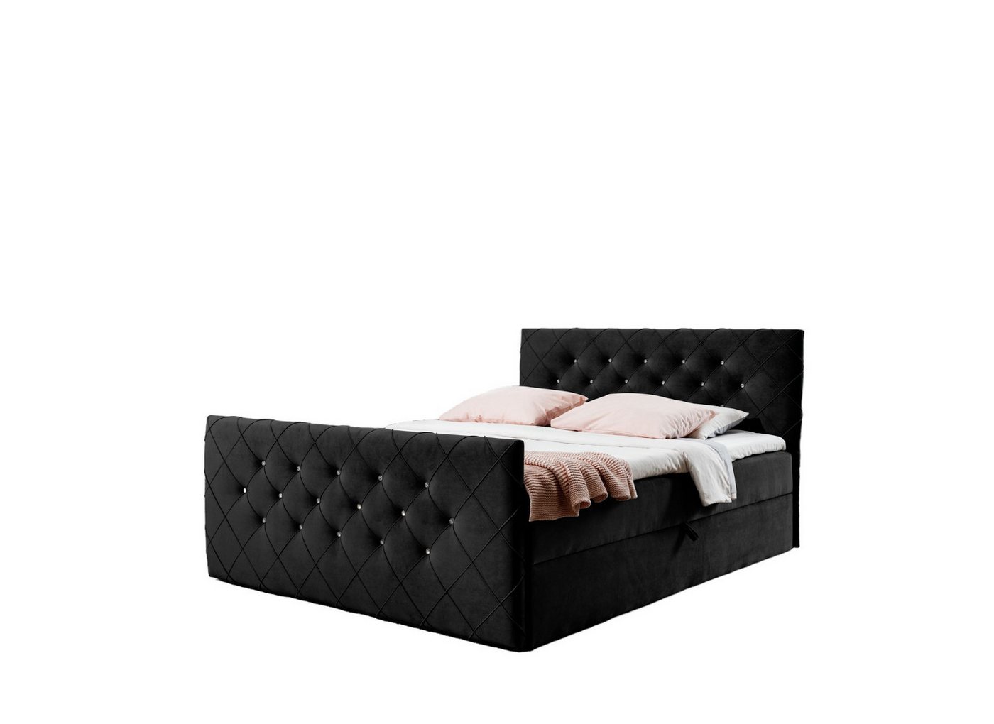 AN-MOEBEL4U Boxspringbett MALAGA mit Bettkasten, Topper, gepolstertes Kopfteil und Fußteil von AN-MOEBEL4U