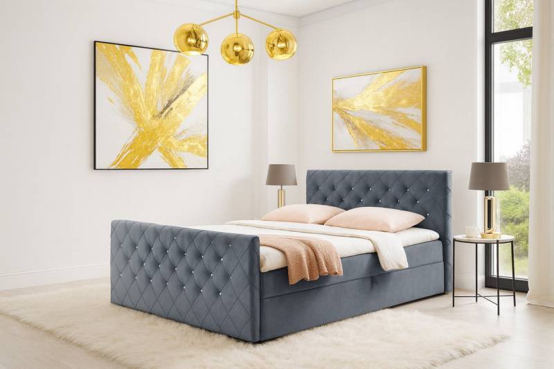 AN-MOEBEL4U Boxbett MALAGA Bett mit Bettkasten, Matratze, Topper & gepolstertem Kopfteil (inkl. Topper & Matratze), Boxspringbett mit Stauraum von AN-MOEBEL4U