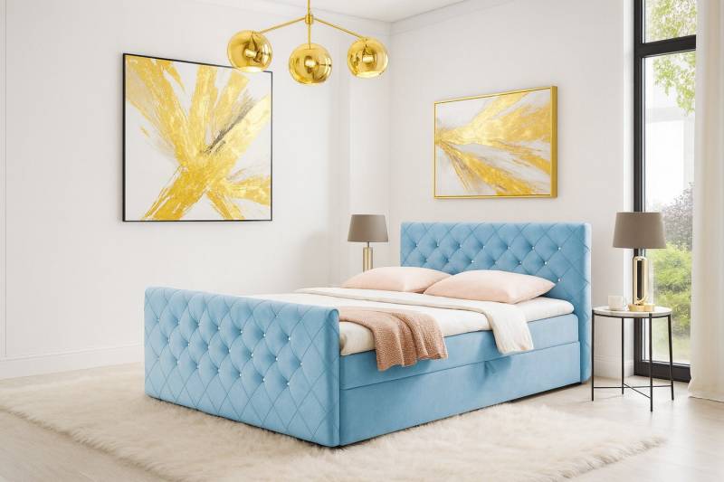 AN-MOEBEL4U Boxbett MALAGA Bett mit Bettkasten, Matratze, Topper & gepolstertem Kopfteil (inkl. Topper & Matratze), Boxspringbett mit Stauraum von AN-MOEBEL4U