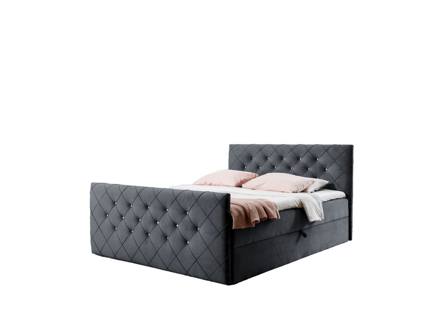 AN-MOEBEL4U Boxspringbett MALAGA mit Bettkasten, Topper, gepolstertes Kopfteil und Fußteil von AN-MOEBEL4U