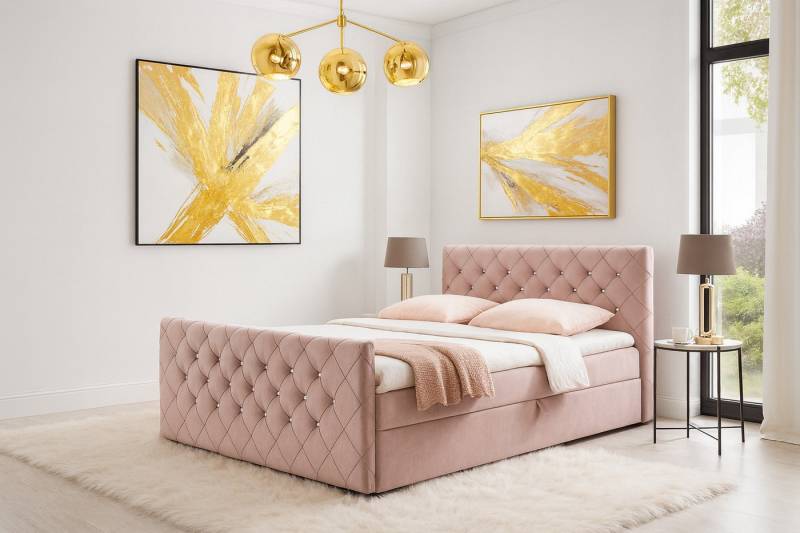 AN-MOEBEL4U Boxbett MALAGA Bett mit Bettkasten, Matratze, Topper & gepolstertem Kopfteil (inkl. Topper & Matratze), Boxspringbett mit Stauraum von AN-MOEBEL4U