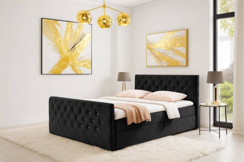 AN-MOEBEL4U Boxbett MALAGA Bett mit Bettkasten, Matratze, Topper & gepolstertem Kopfteil (inkl. Topper & Matratze), Boxspringbett mit Stauraum von AN-MOEBEL4U