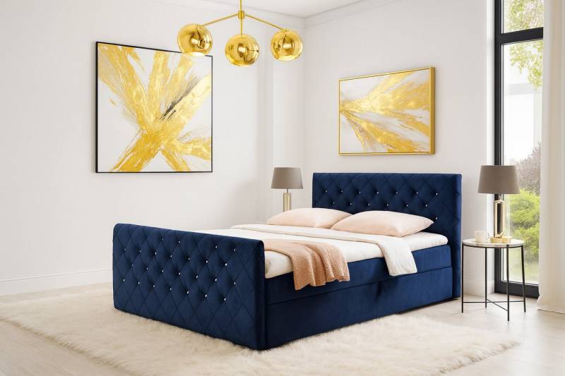 AN-MOEBEL4U Boxbett MALAGA Bett mit Bettkasten, Matratze, Topper & gepolstertem Kopfteil (inkl. Topper & Matratze), Boxspringbett mit Stauraum von AN-MOEBEL4U