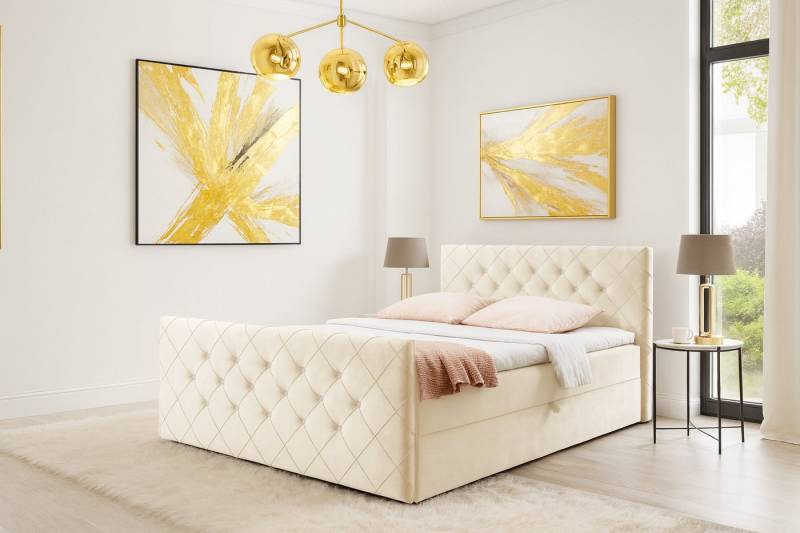 AN-MOEBEL4U Boxbett MALAGA Bett mit Bettkasten, Matratze, Topper & gepolstertem Kopfteil (inkl. Topper & Matratze), Boxspringbett mit Stauraum von AN-MOEBEL4U