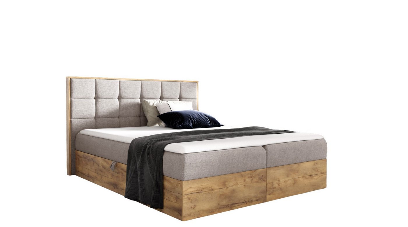 AN-MOEBEL4U Boxspringbett Schlafzimmerbett BIZON IN STOFF FARO (120/140/160/180 cm), mit Bettkästen, Kaltschaumtopper, Bonellfederkern-Matratze H3-mittel von AN-MOEBEL4U