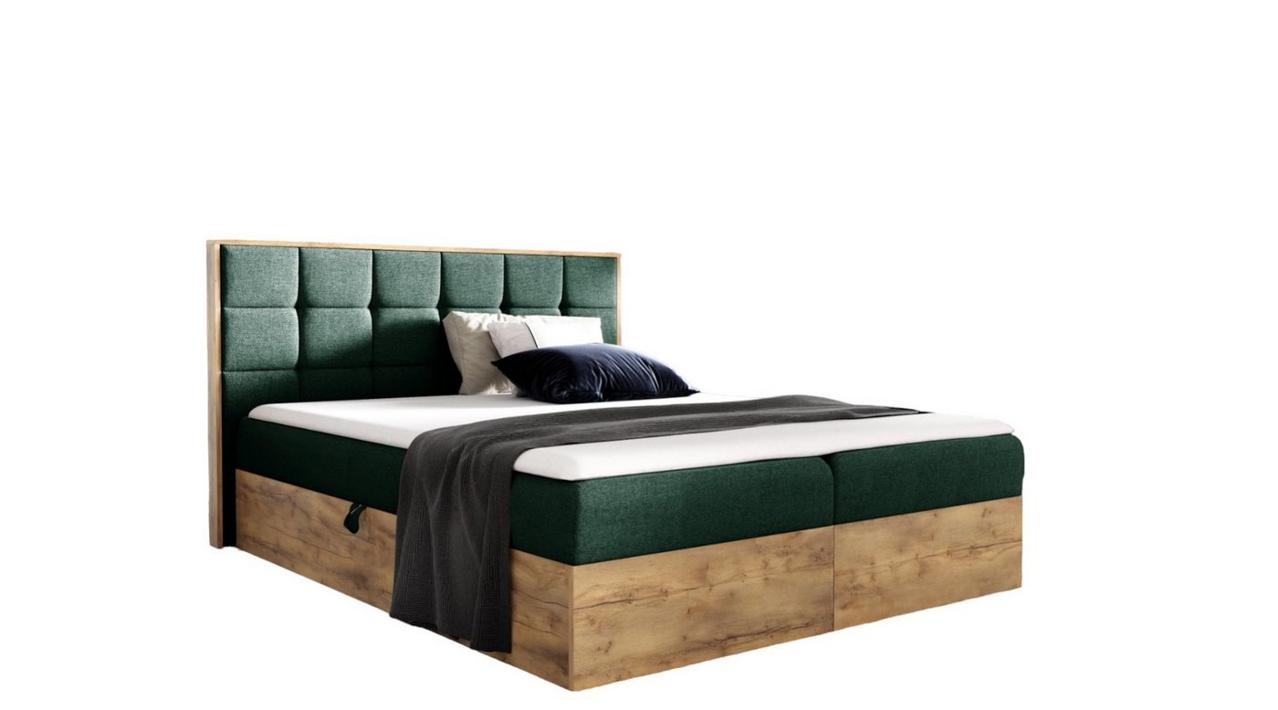 AN-MOEBEL4U Boxspringbett Schlafzimmerbett BIZON IN STOFF FARO (120/140/160/180 cm), mit Bettkästen, Kaltschaumtopper, Bonellfederkern-Matratze H3-mittel von AN-MOEBEL4U