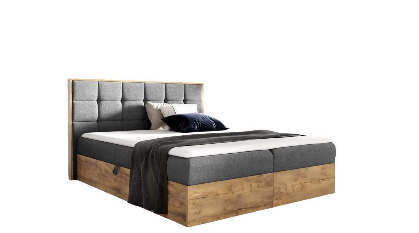 AN-MOEBEL4U Boxspringbett Schlafzimmerbett BIZON IN STOFF FARO (120/140/160/180 cm), mit Bettkästen, Kaltschaumtopper, Bonellfederkern-Matratze H3-mittel von AN-MOEBEL4U