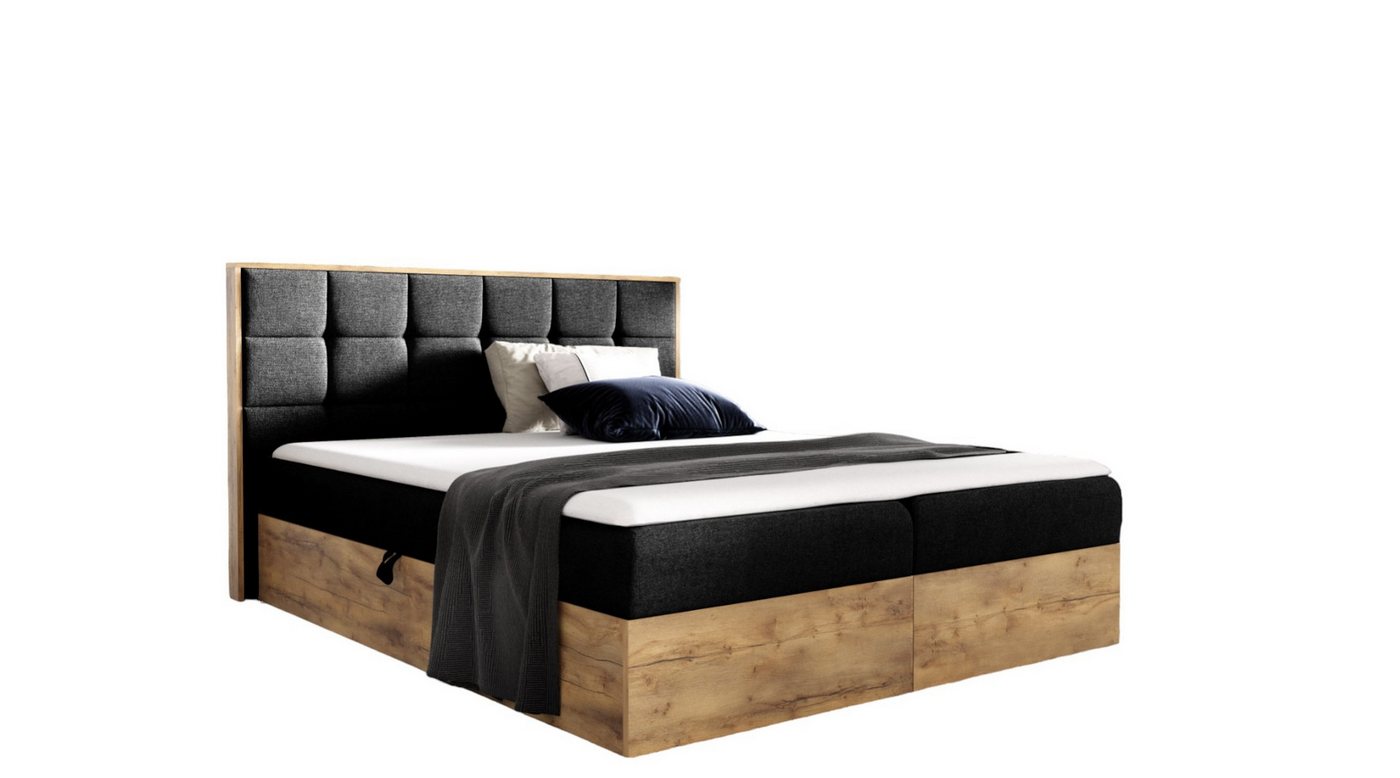 AN-MOEBEL4U Boxspringbett Schlafzimmerbett BIZON IN STOFF FARO (120/140/160/180 cm), mit Bettkästen, Kaltschaumtopper, Bonellfederkern-Matratze H3-mittel von AN-MOEBEL4U