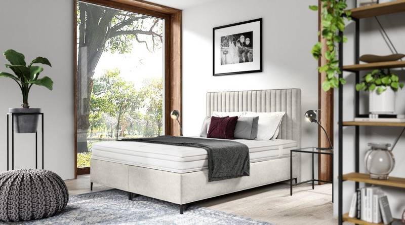 AN-MOEBEL4U Boxspringbett VIVIEN Taschenfederkernmatratze mit 10 cm hohen Füßen, inklusive Matratze von AN-MOEBEL4U