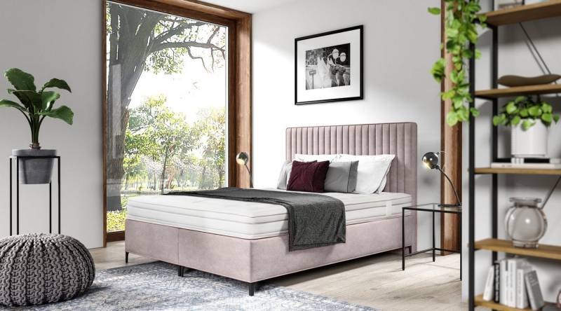 AN-MOEBEL4U Boxspringbett VIVIEN Taschenfederkernmatratze mit 10 cm hohen Füßen, inklusive Matratze von AN-MOEBEL4U