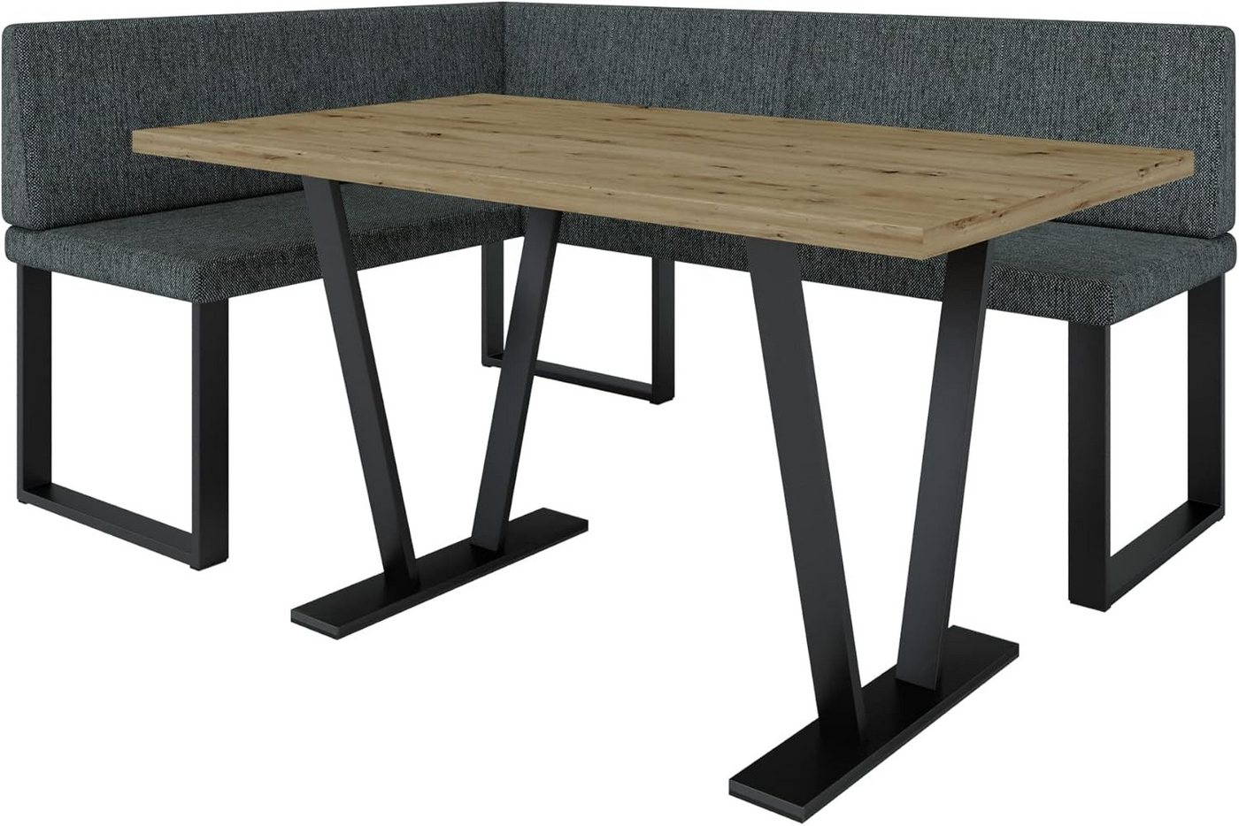 AN-MOEBEL4U Eckbankgruppe Alina Metall mit Tisch, Moderne Sitzecke perfekt für Ihr Esszimmer, Küche (128x168/142x196) von AN-MOEBEL4U