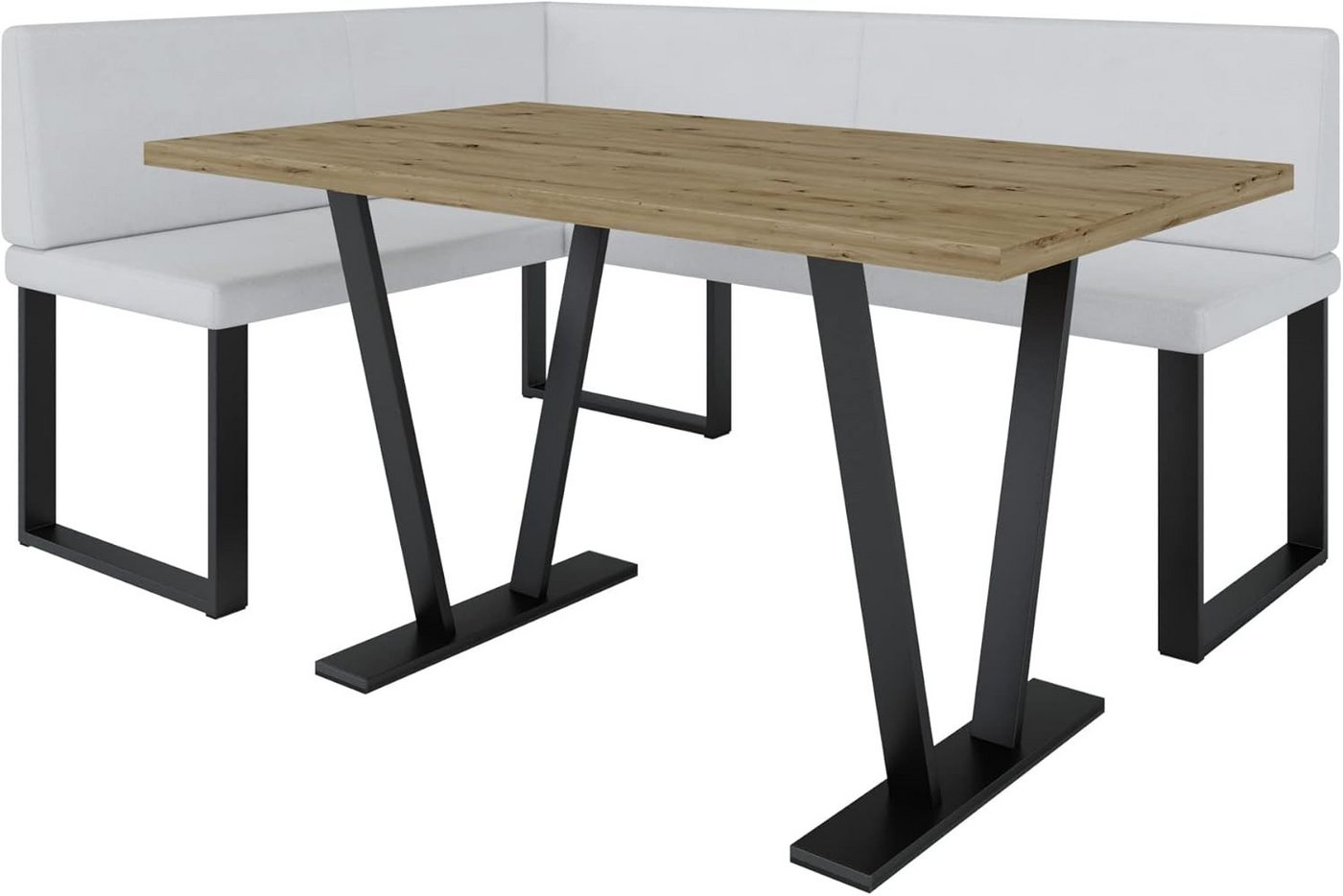 AN-MOEBEL4U Eckbankgruppe Alina Metall mit Tisch, Moderne Sitzecke perfekt für Ihr Esszimmer, Küche (128x168/142x196) von AN-MOEBEL4U