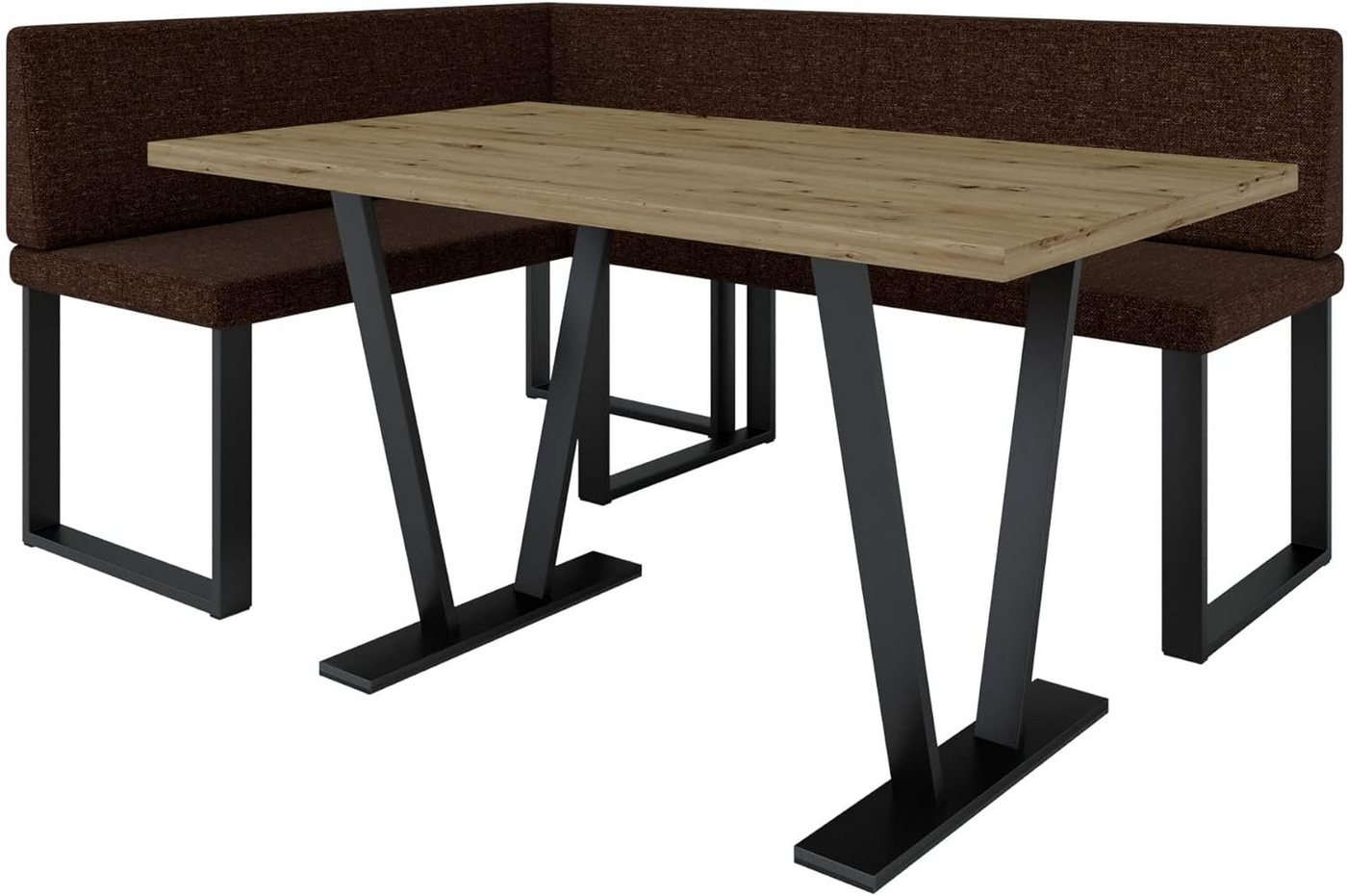 AN-MOEBEL4U Eckbankgruppe Alina Metall mit Tisch, Moderne Sitzecke perfekt für Ihr Esszimmer, Küche (128x168/142x196) von AN-MOEBEL4U