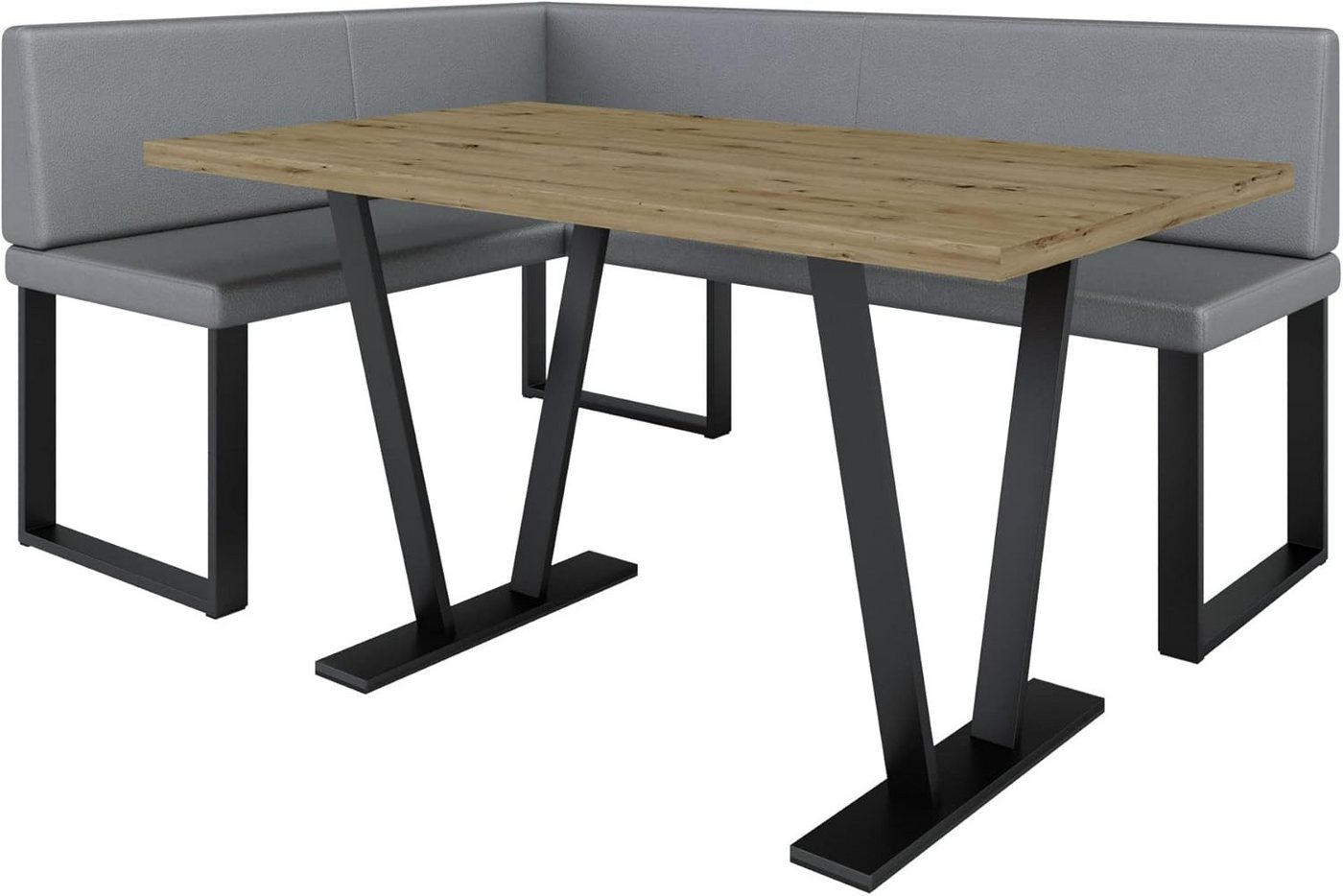 AN-MOEBEL4U Eckbankgruppe Alina Metall mit Tisch, Moderne Sitzecke perfekt für Ihr Esszimmer, Küche (128x168/142x196) von AN-MOEBEL4U