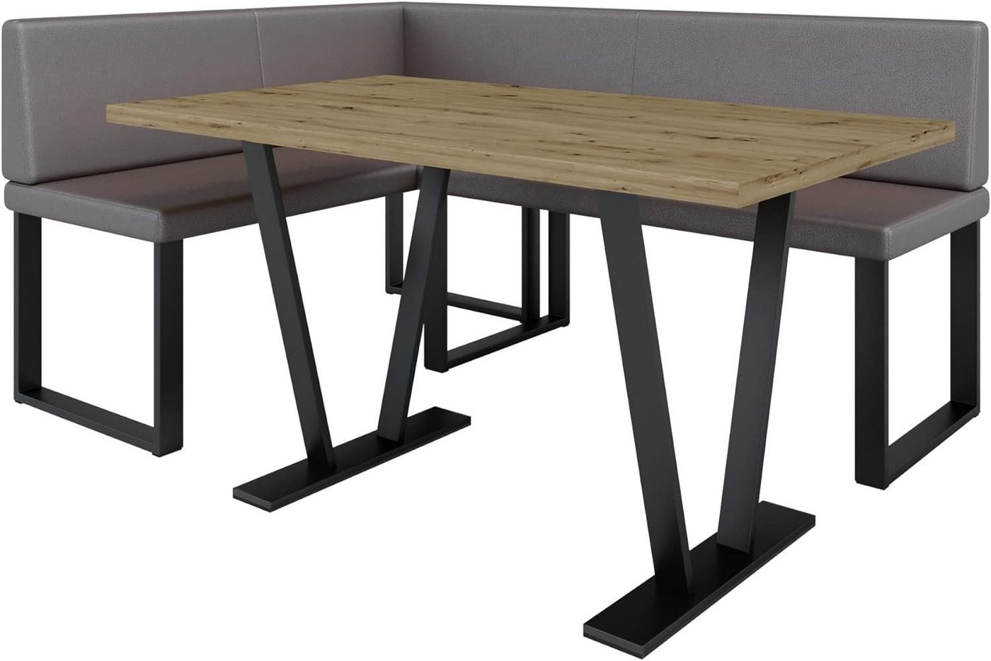 AN-MOEBEL4U Eckbankgruppe Alina Metall mit Tisch, Moderne Sitzecke perfekt für Ihr Esszimmer, Küche (128x168/142x196) von AN-MOEBEL4U