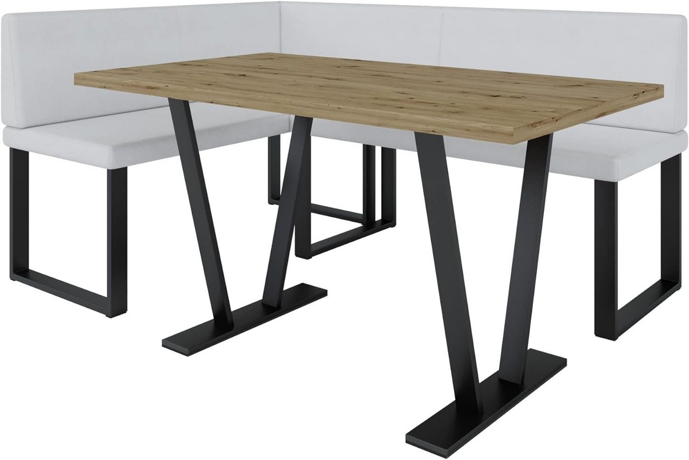 AN-MOEBEL4U Eckbankgruppe Alina Metall mit Tisch, Moderne Sitzecke perfekt für Ihr Esszimmer, Küche (128x168/142x196) von AN-MOEBEL4U