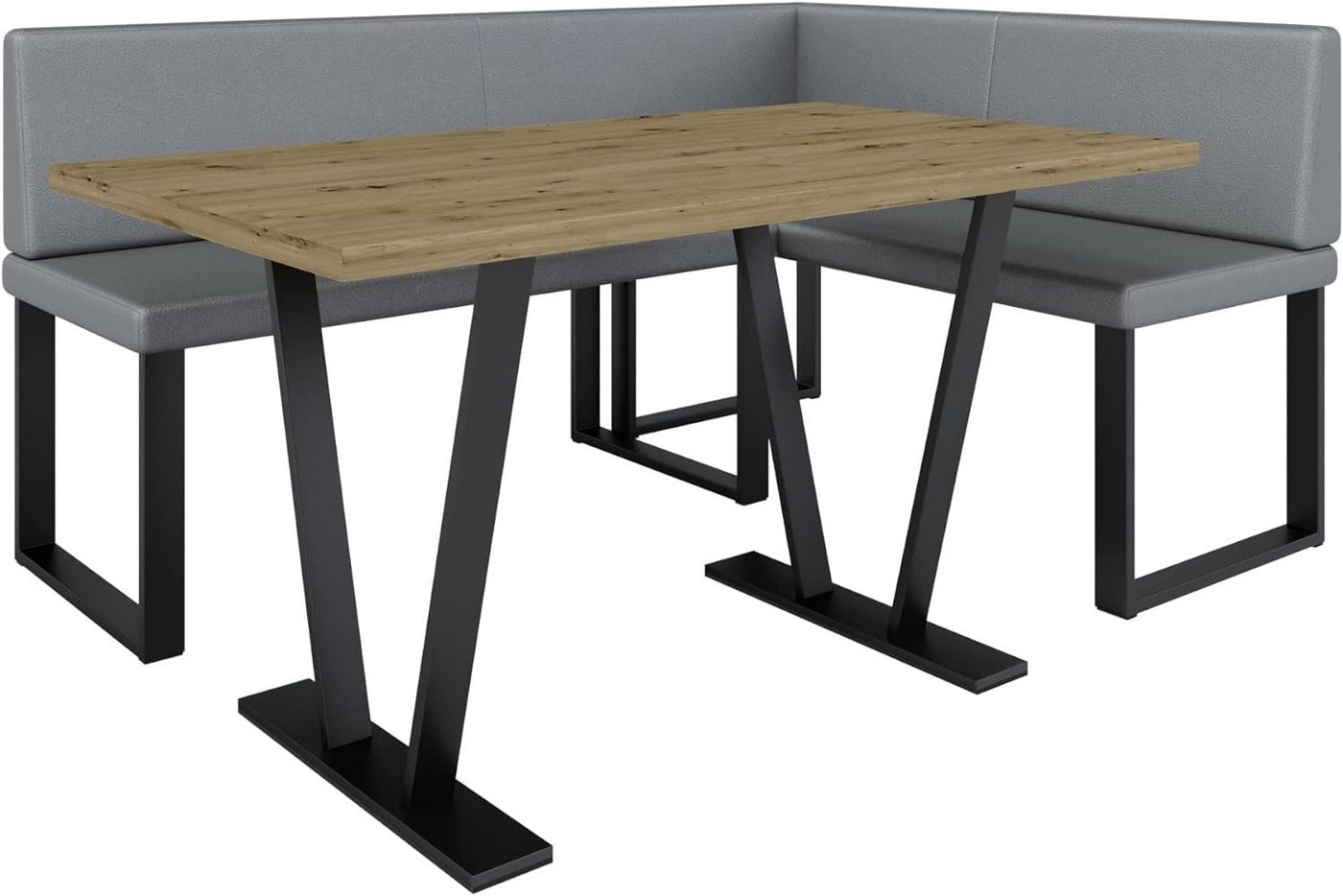 AN-MOEBEL4U Eckbankgruppe Alina Metall mit Tisch, Moderne Sitzecke perfekt für Ihr Esszimmer, Küche (128x168/142x196) von AN-MOEBEL4U
