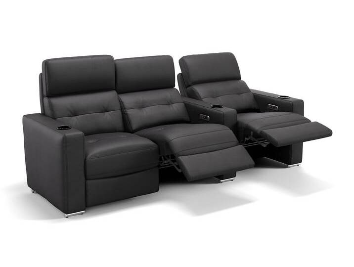 Leder Kino 3 Sitzer Couch BARI Relaxsofa in Rindsleder Kinocouch von sofanella