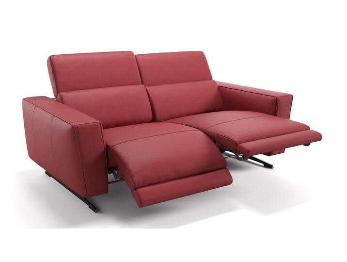 Sofanella 2-Sitzer Leder ALESSO, Relaxsofa, Designsofa, Designer Couch, Italienisches Sofa, 2er Sofa, rot von sofanella