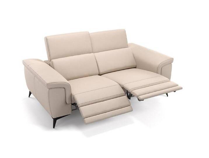 Sofanella 2-Sitzer Leder AMARO, Relaxsofa, Designsofa, Designer Couch, Italienisches Sofa, 2er Sofa, beige von sofanella