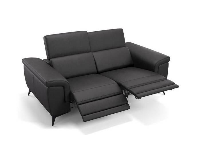 Sofanella 2-Sitzer Leder AMARO, Relaxsofa, Designsofa, Designer Couch, Italienisches Sofa, 2er Sofa, schwarz von sofanella