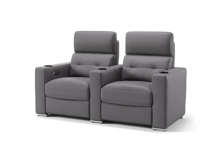 Sofanella 2-Sitzer Leder BARI, Relaxsofa, Designsofa, Designer Couch, Italienisches Sofa, 2er Sofa, grau, Getränkehalterung mit Kühl- & Wärmefunktion von sofanella