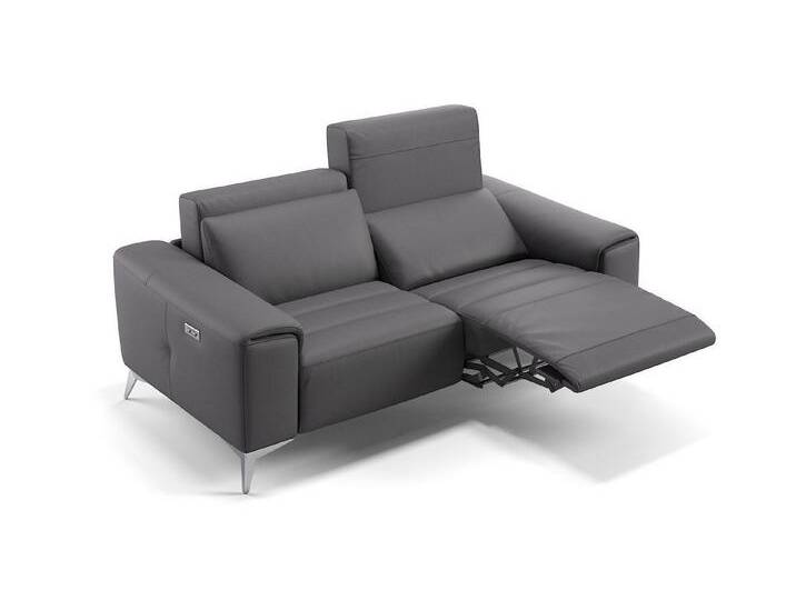 Sofanella 2-Sitzer Leder BELLA, Relaxsofa, Designsofa, Designer Couch, Italienisches Sofa, 2er Sofa, grau von sofanella
