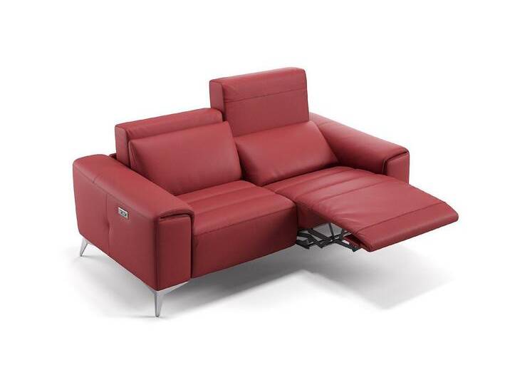 Sofanella 2-Sitzer Leder BELLA, Relaxsofa, Designsofa, Designer Couch, Italienisches Sofa, 2er Sofa, rot von sofanella