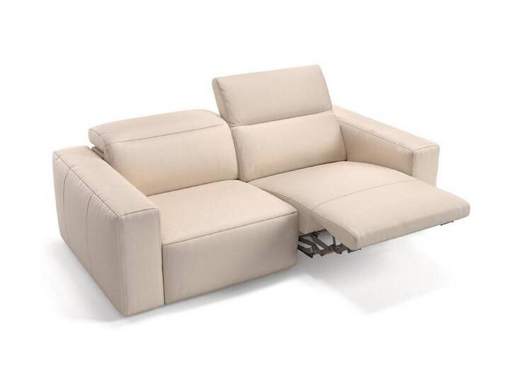 Sofanella 2-Sitzer Leder LENOLA, Relaxsofa, Designsofa, Designer Couch, Italienisches Sofa, 2er Sofa, beige von sofanella