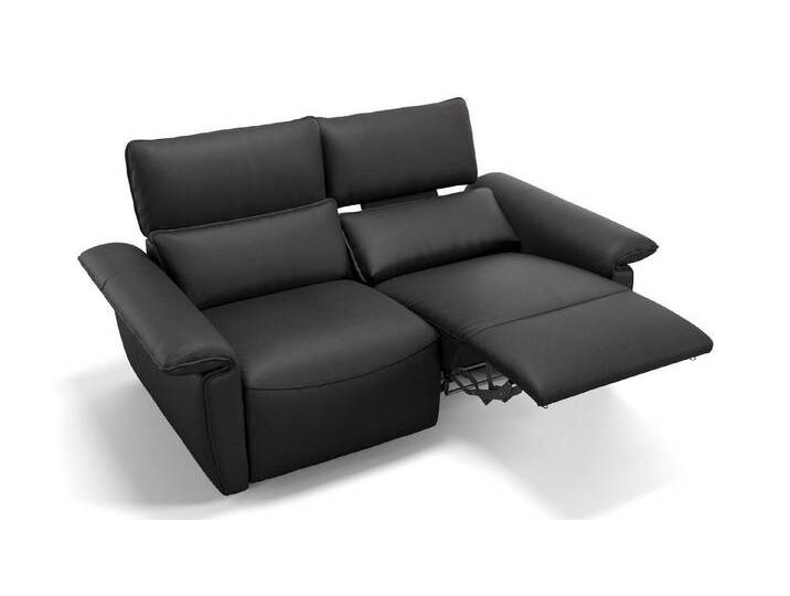 Sofanella 2-Sitzer Leder MERIDA, Relaxsofa, Designsofa, Designer Couch, Italienisches Sofa, 2er Sofa, schwarz von sofanella