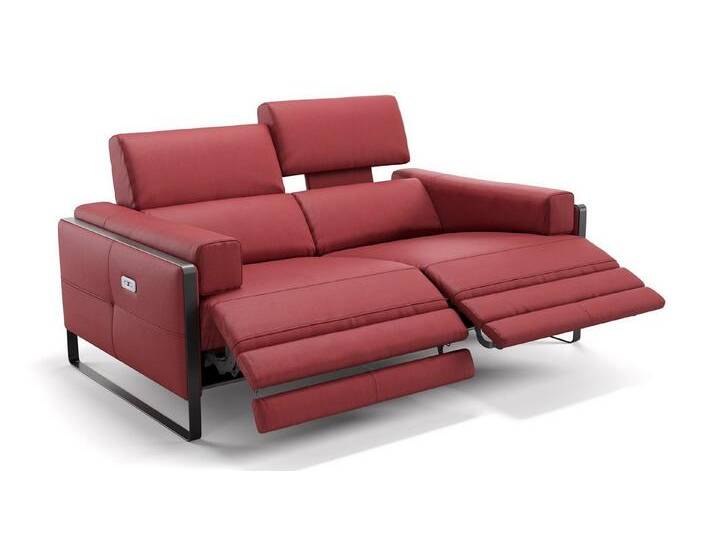 Sofanella 2-Sitzer Leder MILO, Relaxsofa, Designsofa, Designer Couch, Italienisches Sofa, 2er Sofa, rot von sofanella