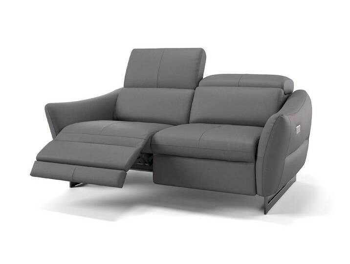 Sofanella 2-Sitzer Leder MODENA, Relaxsofa, Designsofa, Designer Couch, Italienisches Sofa, 2er Sofa, grau von sofanella
