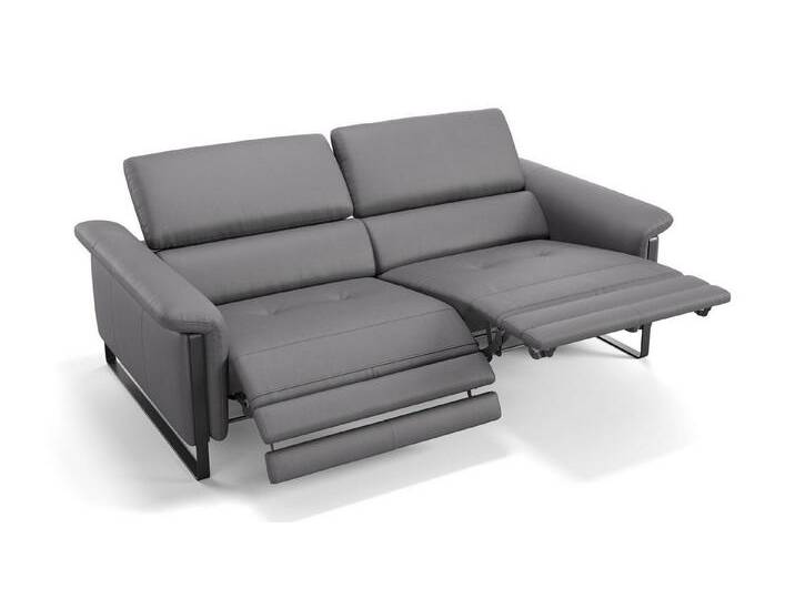 Sofanella 2-Sitzer Leder PALMA, Relaxsofa, Designsofa, Designer Couch, Italienisches Sofa, 2er Sofa, grau von sofanella