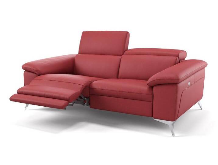 Sofanella 2-Sitzer Leder STELLA, Relaxsofa, Designsofa, Designer Couch, Italienisches Sofa, 2er Sofa, rot von sofanella