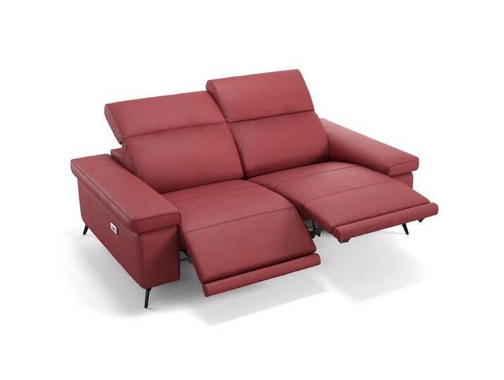 Sofanella 2-Sitzer Leder URBANA, Relaxsofa, Designsofa, Designer Couch, Italienisches Sofa, 2er Sofa, rot von sofanella